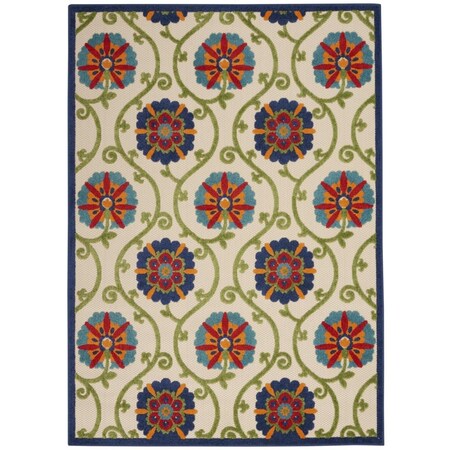 Palacedesigns 4 x 6 ft. Blue Floral Vines Indoor & Outdoor Area Rug - Blue - 4' x 6' PA3670175